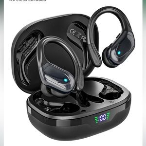 Sweat Proof Black Wireless Earbuds with Charging Case